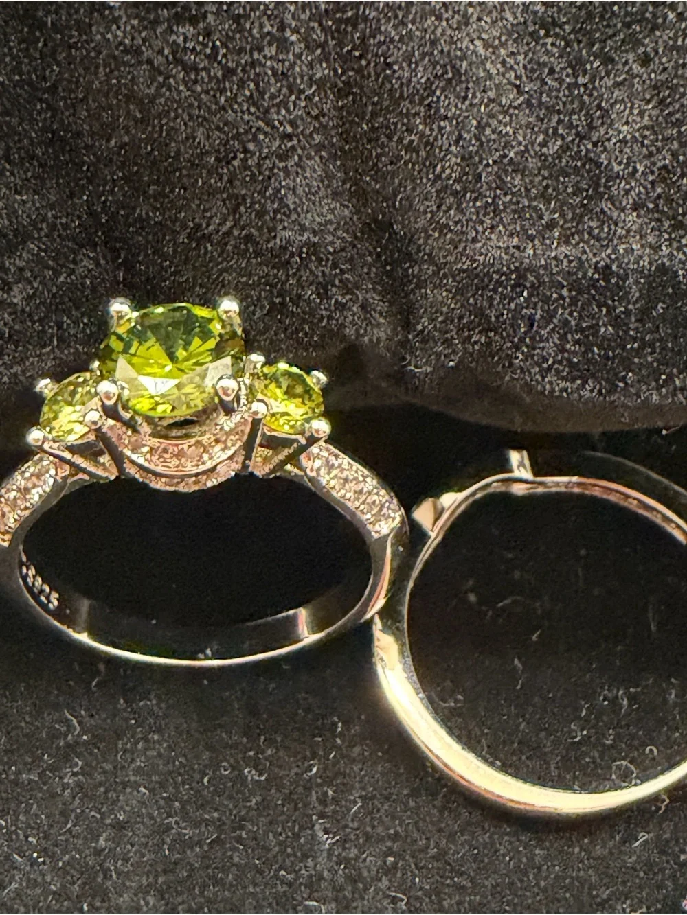 Sterling Silver Peridot Three-Stone Ring